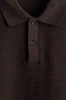 Polo Slim Fit en maille jacquard - Marron foncé — photo 4