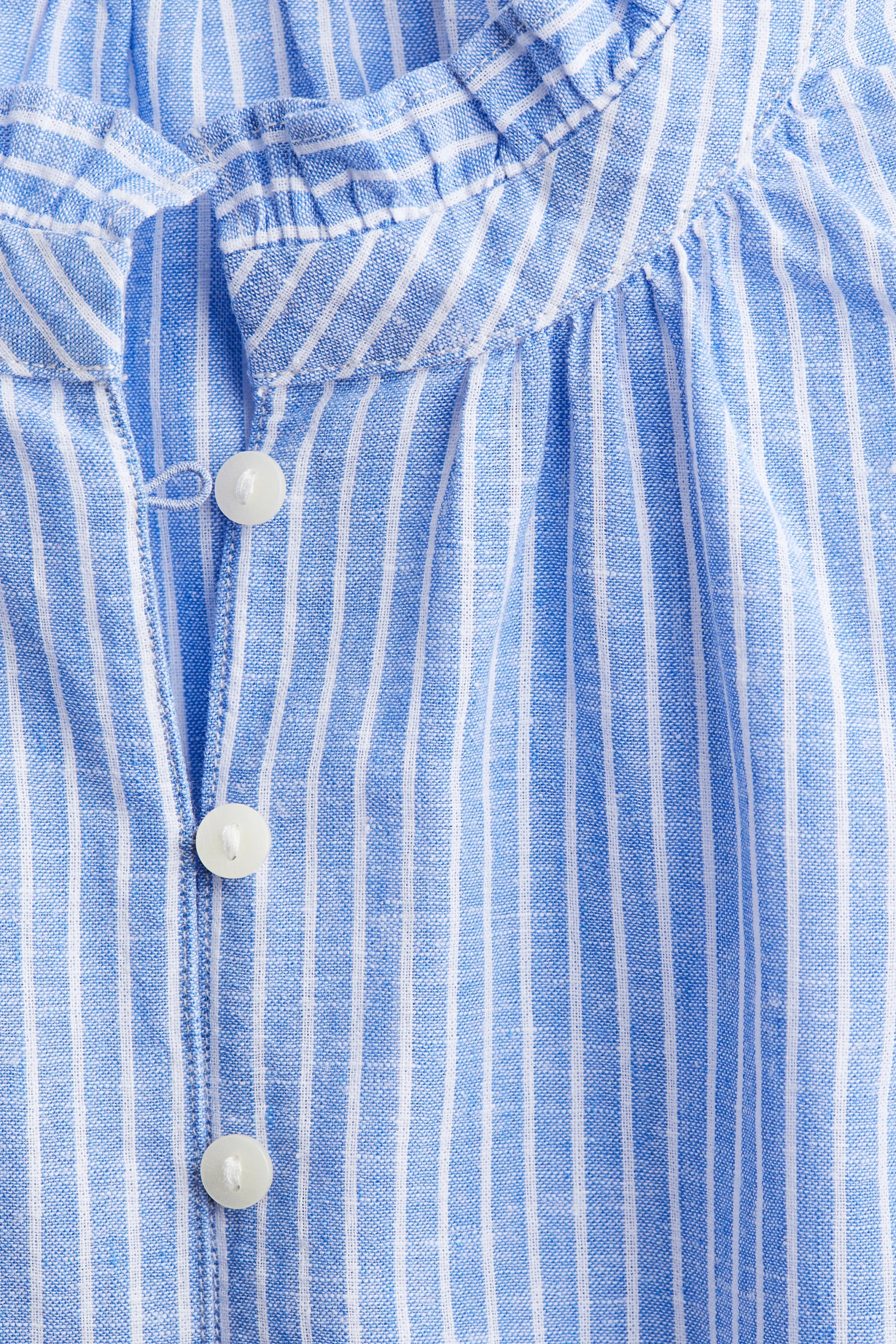Blouse en lin mélangé - Bleu clair/rayé