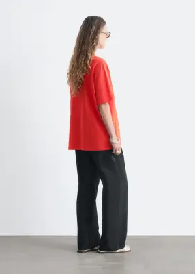 T-shirt oversize en coton - Rouge vif — photo 5