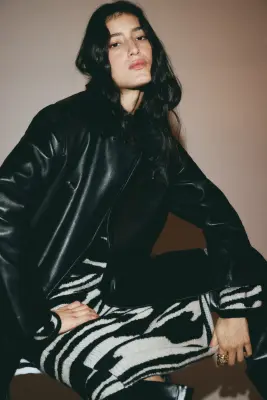 Jupe en maille jacquard - Noir/motif zébré — photo 2