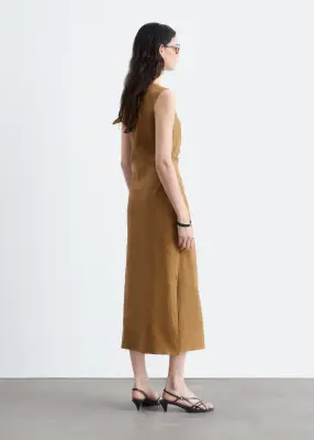Robe midi asymétrique - Marron Clair — photo 4