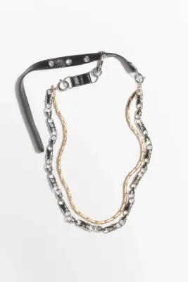 Collier chaîne à deux rangs - Argenté/doré — photo 1