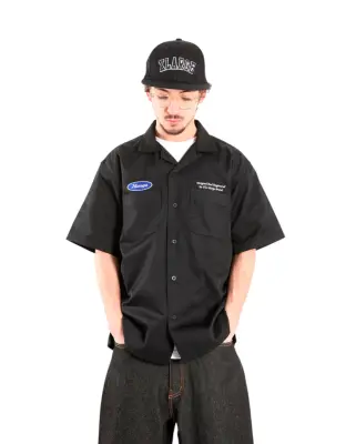 Embroided Short Sleeve Work Shirt Black — photo 1