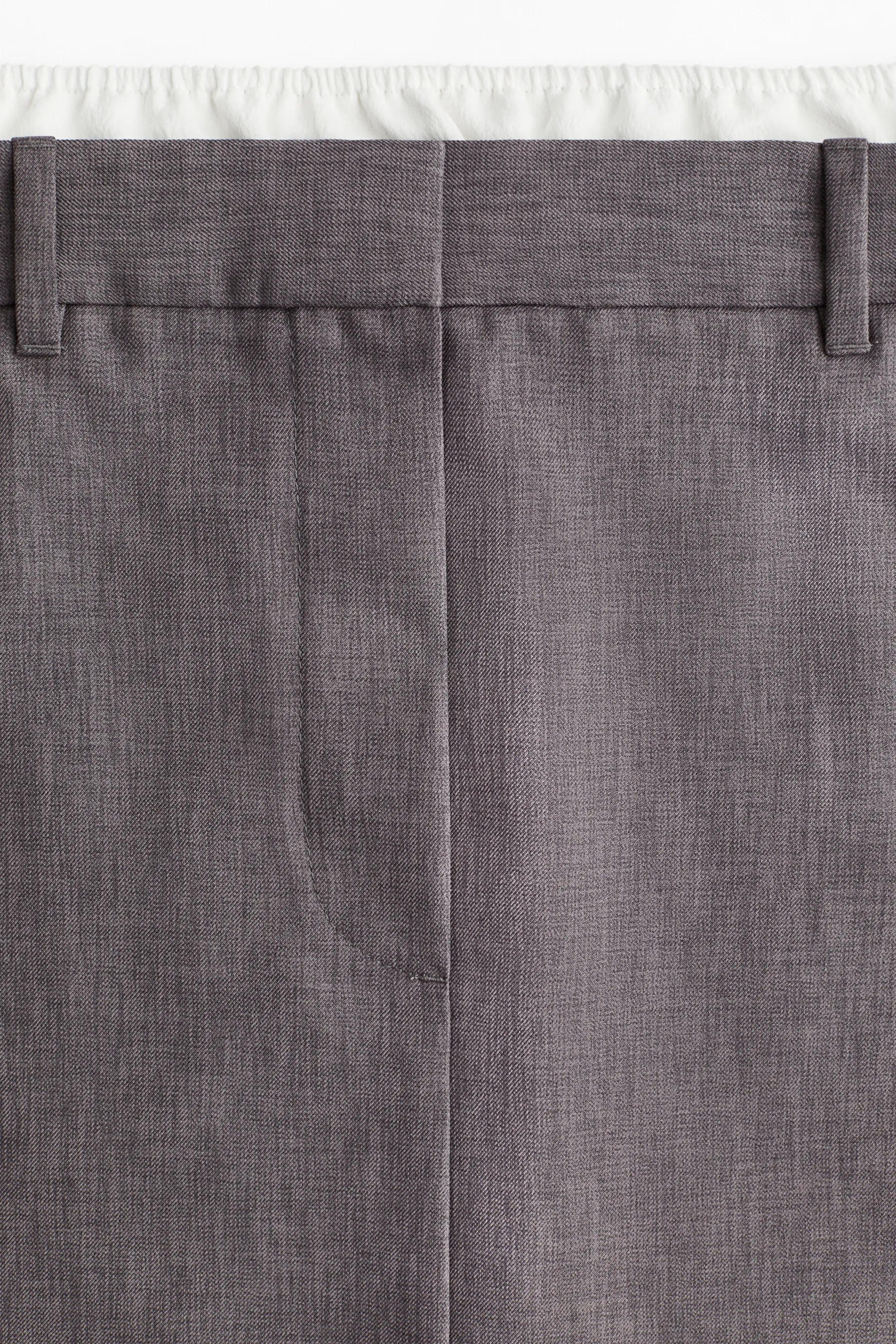 Jupe crayon à double ceinture - Gris