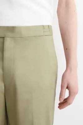 PANTALON DROIT SLIM EN LIN ET COTON - SABLE — photo 3