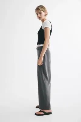Pantalon chic avec jambes barrel - Gris foncé chiné — photo 3