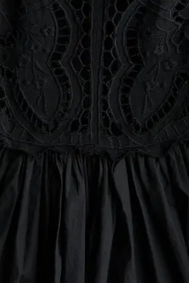Robe en lin mélangé avec base à effet boule - Noir — photo 4