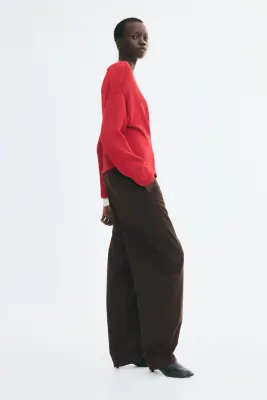Pantalon barrel en coton - Marron foncé — photo 1