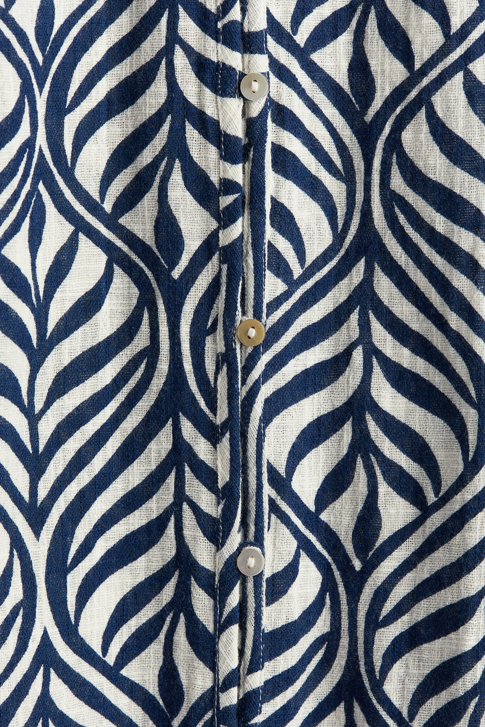 Robe à boutons en crêpe - Bleu foncé/motif