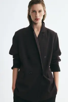 Blazer à fermeture croisée - Marron foncé — photo 2