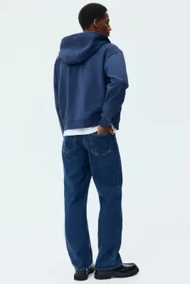 Veste zippée boxy Loose Fit avec capuche - Bleu — photo 3