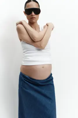 MAMA Slip skirt en satin - Bleu denim — photo 1