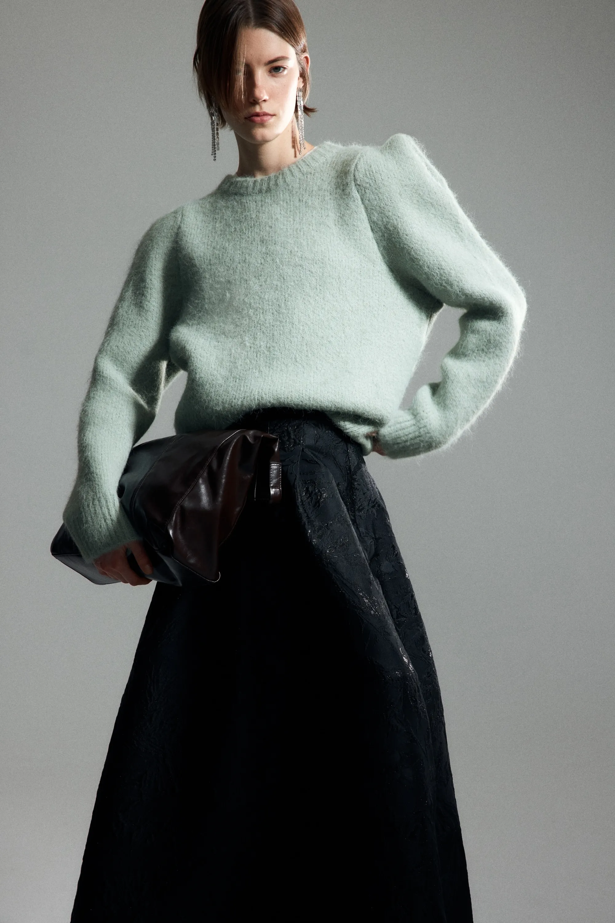 Pull en maille jacquard - Vert clair