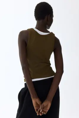 Débardeur côtelé - Olive doré — photo 3