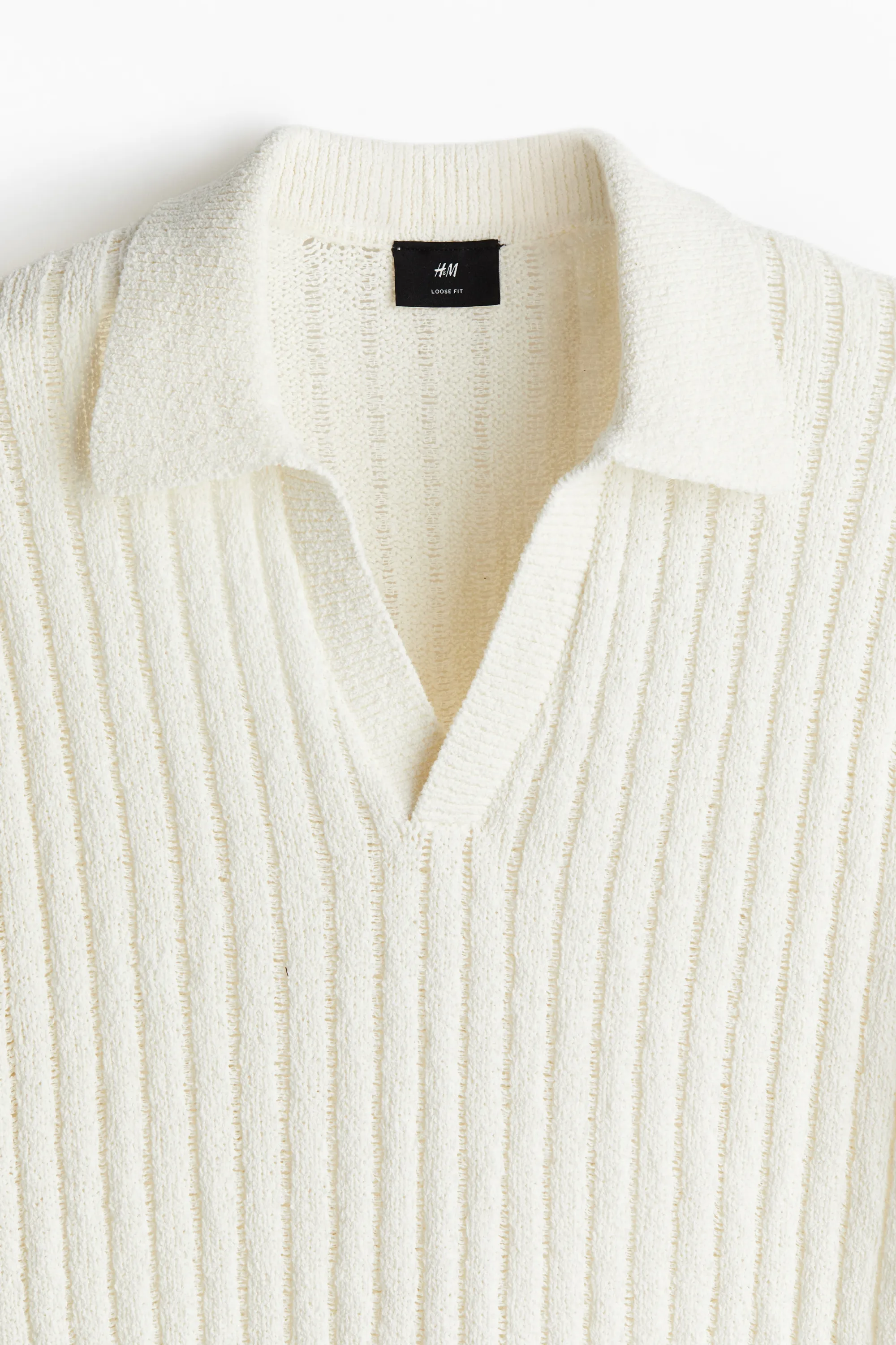 Polo Loose Fit en maille côtelée - Blanc