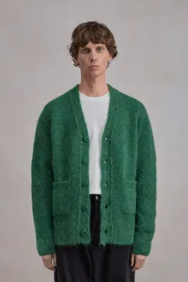 Alpaca Cardigan - Vert Chiné — photo 3