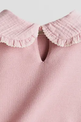 Pull à col Claudine - Rose ancien clair/fleurs — photo 4