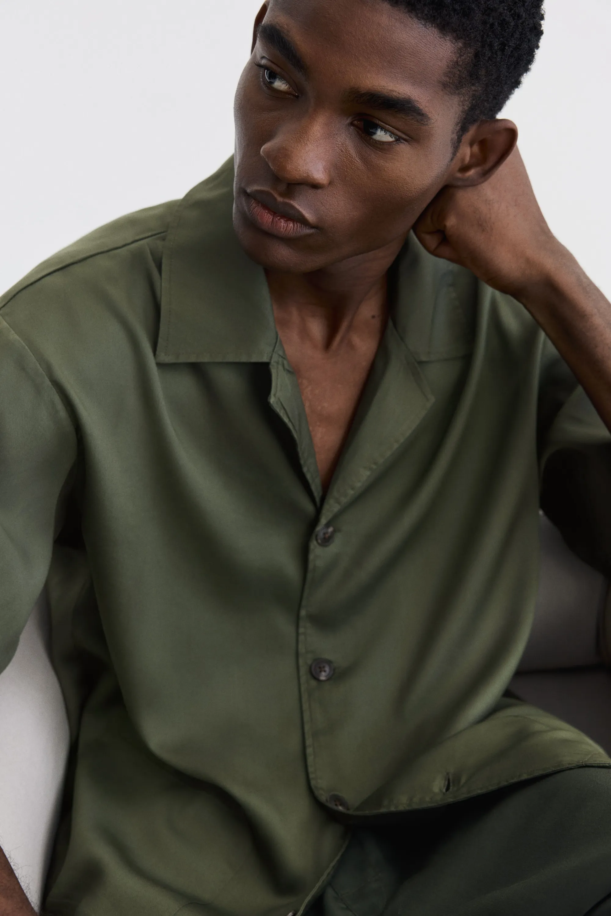 Relaxed Fit Resort shirt - Vert kaki foncé