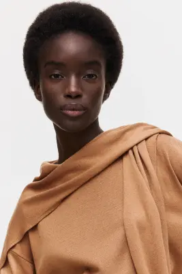 Pull avec détail façon écharpe - Marron clair — photo 2