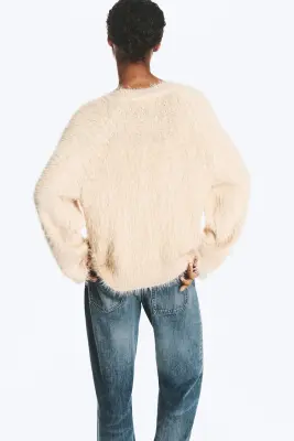 Cardigan oversize à col en V - Beige — photo 2