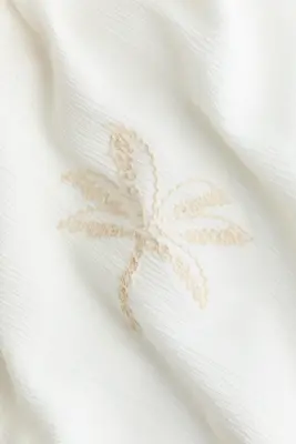 Embroidered drawstring dress - Crème/motif — photo 5