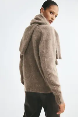 Pull en laine avec encolure en V - Beige ancien foncé — photo 3