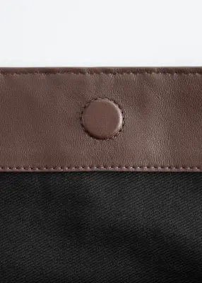 Sac cabas ouvert en cuir tressé - Marron foncé — photo 4