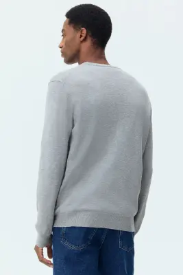 Pull Regular Fit en maille fine - Gris chiné — photo 2