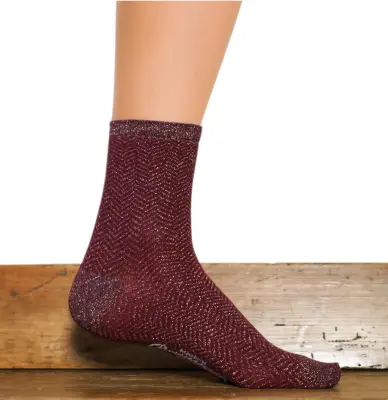 Socquette chevron bordeaux brillo — photo 1
