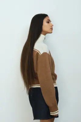 Gilet zippé - Beige foncé/color block — photo 2