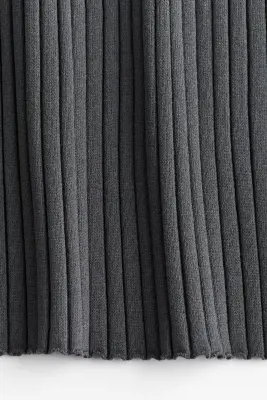 Jupe en maille côtelée de soie mélangée - Gris foncé — photo 1
