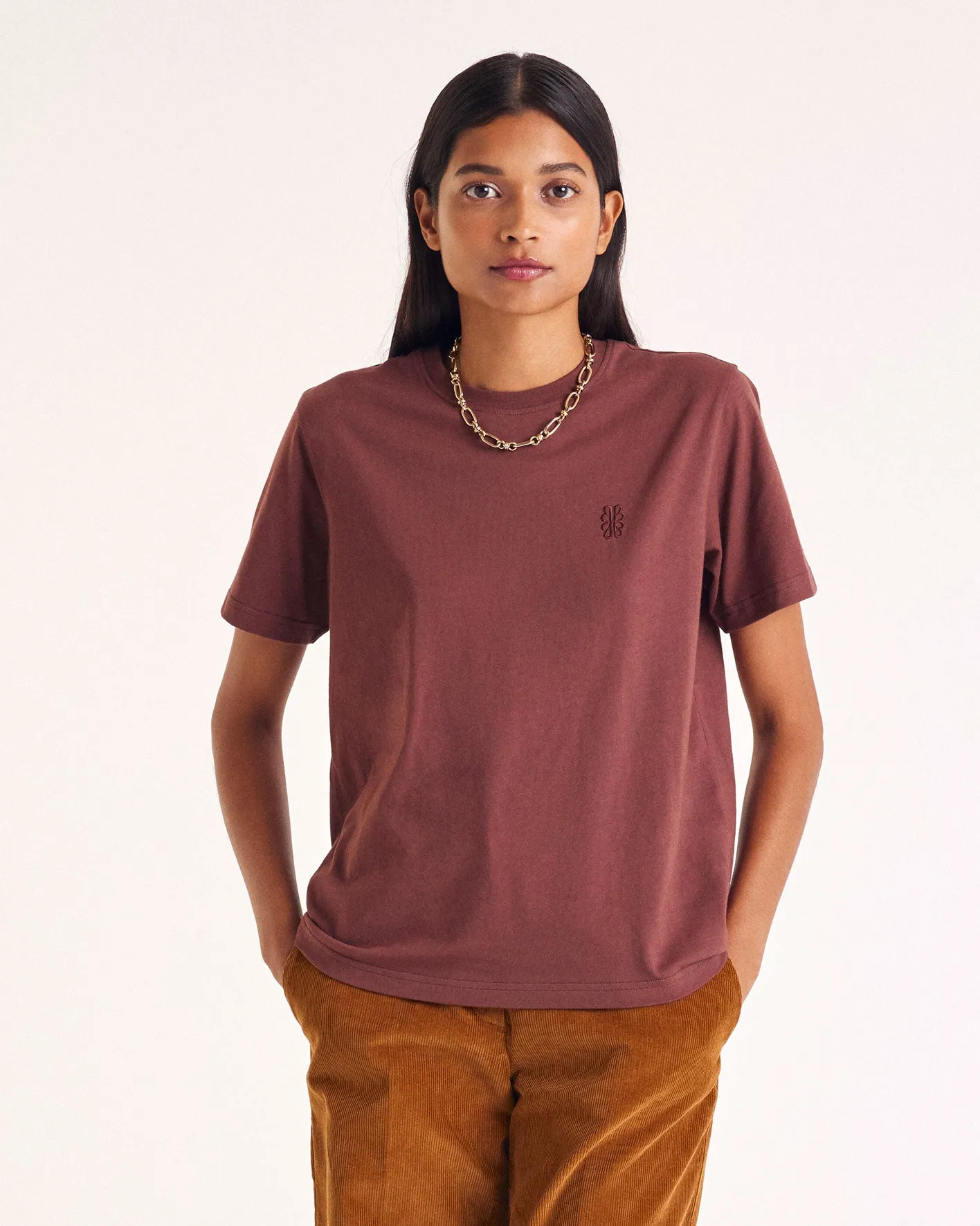 Tee-shirt Bree brodé chocolat