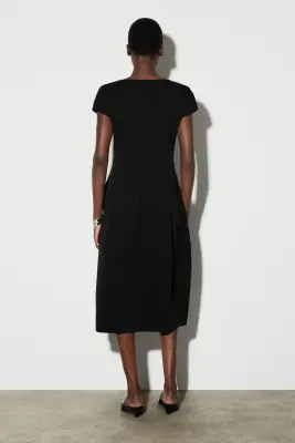ROBE MIDI SCULPTÉE EN JERSEY - NOIR — photo 3