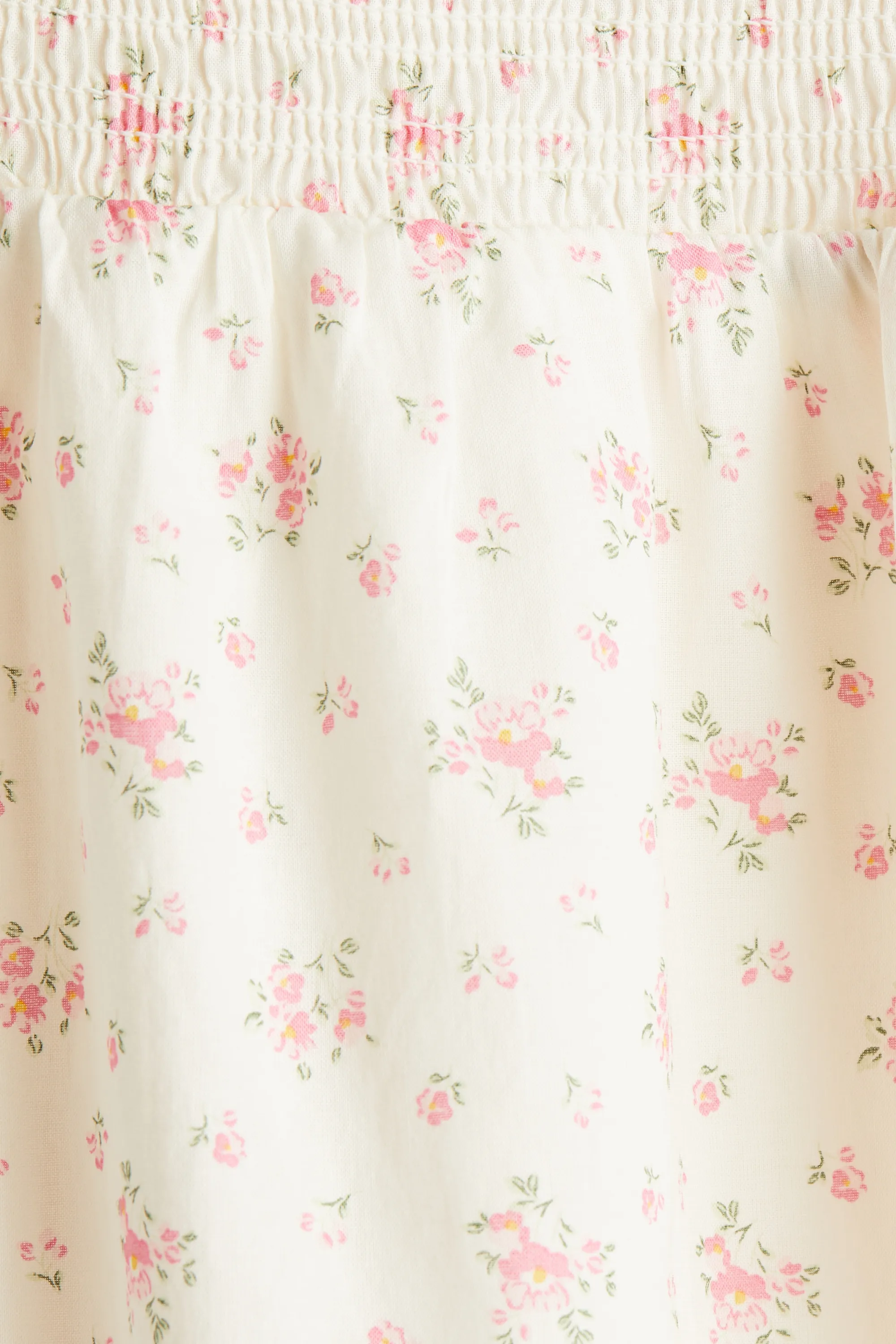 Robe en coton avec manches bouffantes - Crème/fleuri