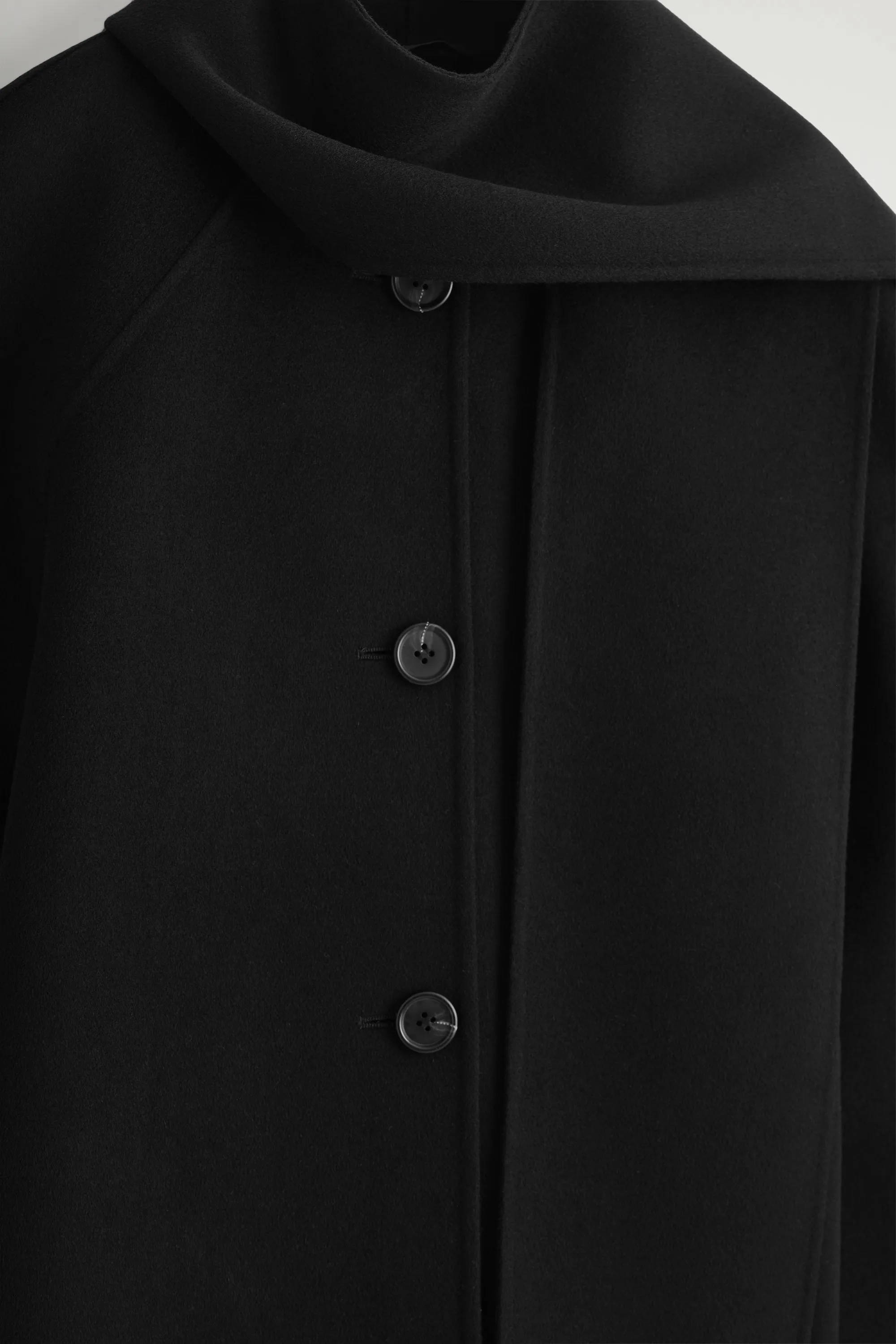 VESTE ÉCHARPE COURTE EN LAINE DOUBLE FACE - NOIR