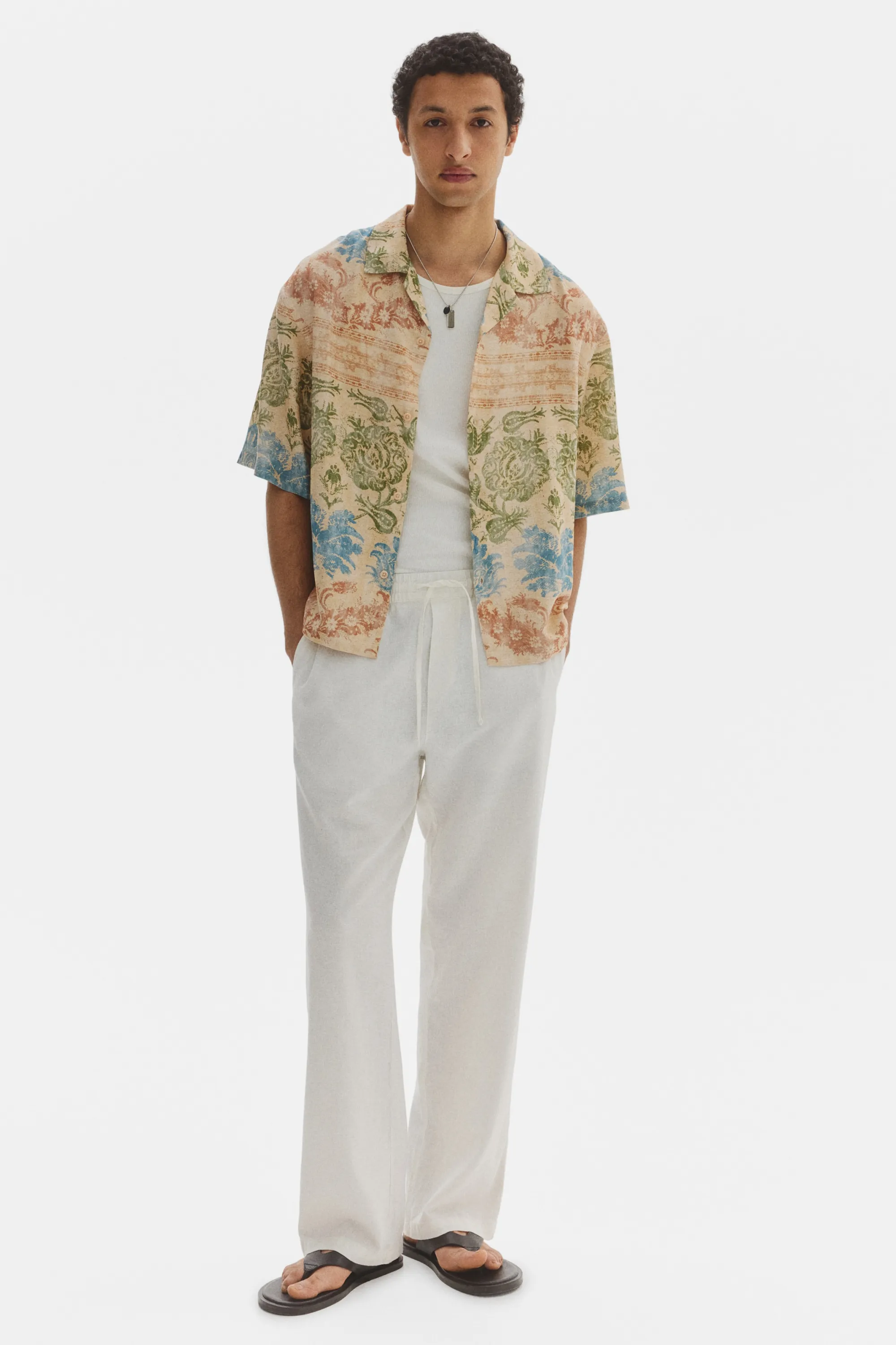 Regular Fit Patterned resort shirt - Beige ancien/fleuri
