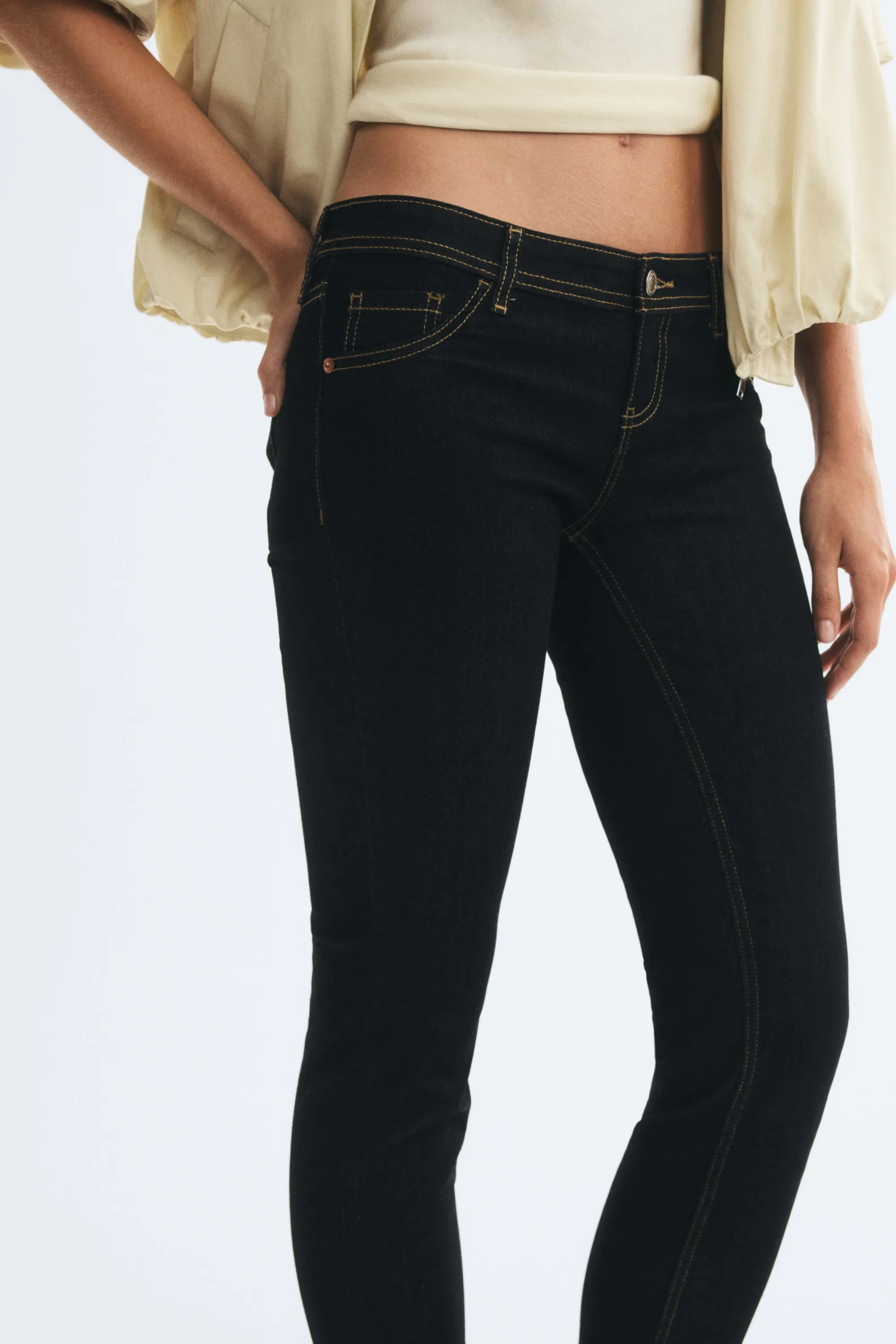 Skinny Ultra Low Waist Ankle Jeans - Noir denim