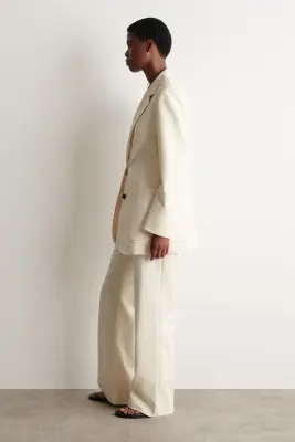 PANTALON DROIT SLIM TEXTURÉ - ÉCRU — photo 2
