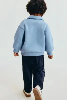 Pantalon en velours de coton côtelé - Bleu marine — photo 2