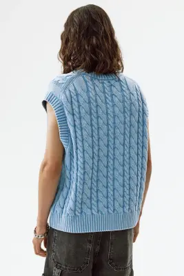 Pull sans manches Relaxed Fit en coton - Bleu ancien clair — photo 4