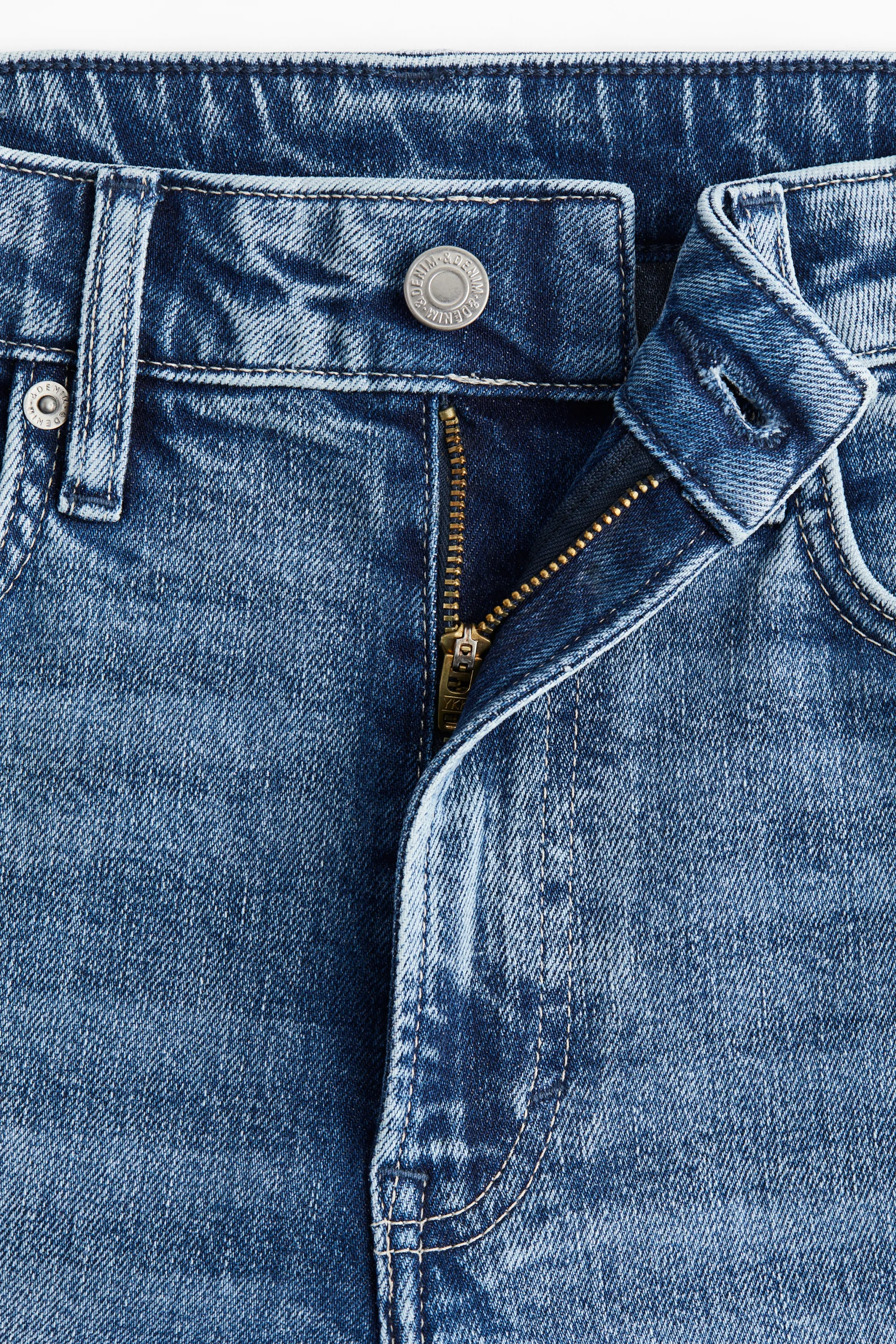 Slim Straight High Ankle Jeans - Bleu denim