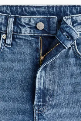 Slim Straight High Ankle Jeans - Bleu denim — photo 1
