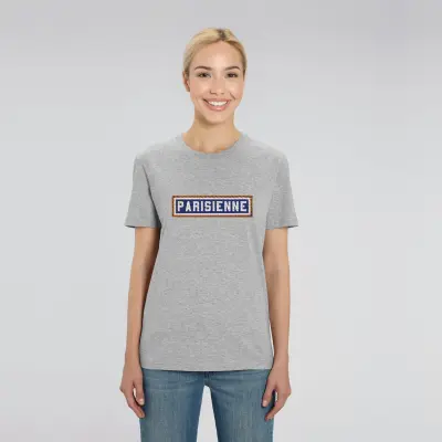 T-SHIRT COTON BIO BRODÉ - PARISIENNE - GRIS — photo 3