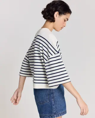 Tee Shirt Lucien rayures bleu marine et blanc — photo 4