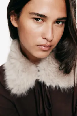 Gilet avec col - Marron foncé — photo 2