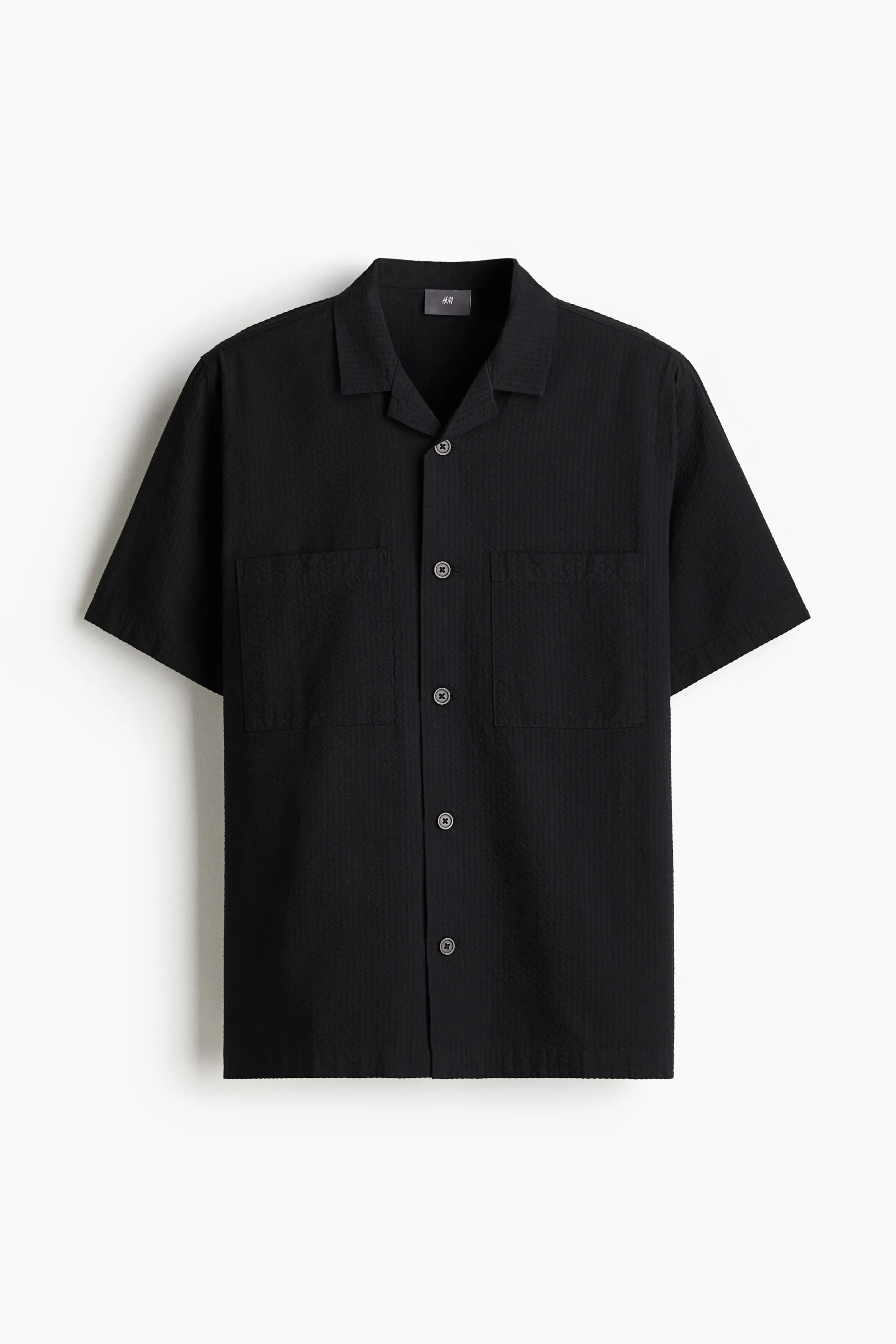 Chemise et short de pyjama en seersucker - Noir