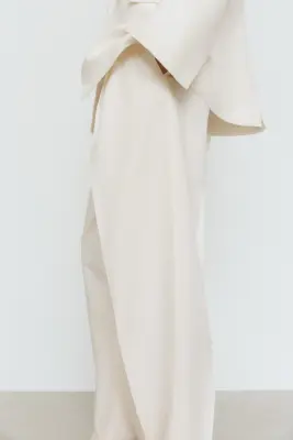 Pantalon chic en lin mélangé - Crème — photo 3
