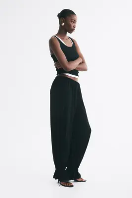Pantalon ballon avec détails à nouer - Noir — photo 2