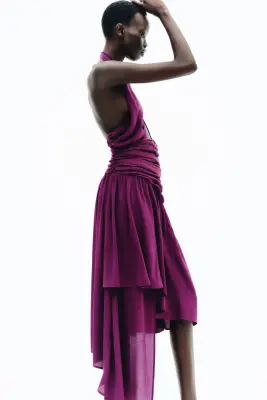 Robe asymétrique avec dos nu - Violet foncé — photo 2