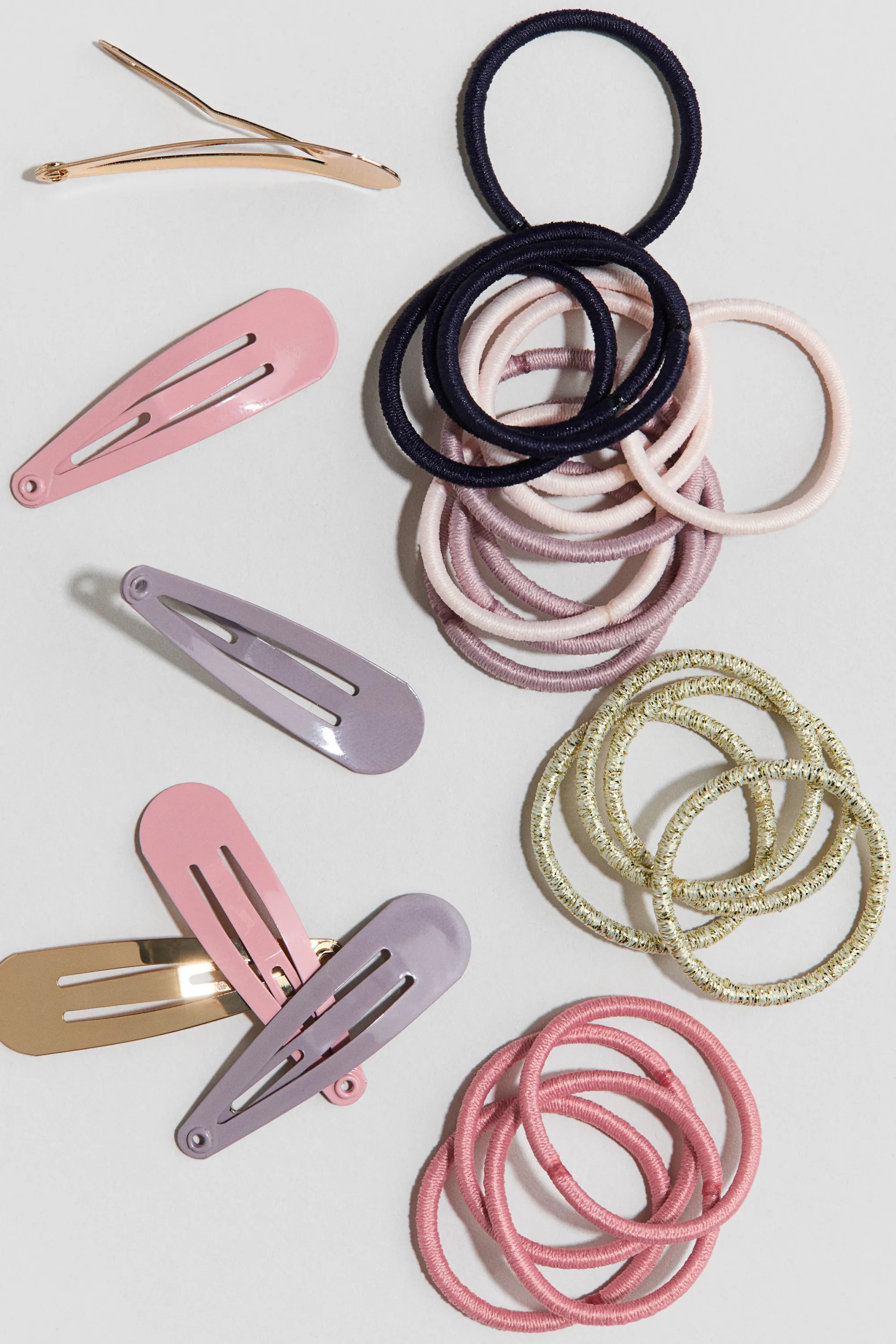 Élastiques et barrettes - Rose/doré